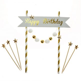 Party / Rođendan Toper Za Tortu - Happy Birthday, Zlatni