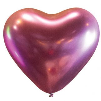 Party / Rođendan Balon - Srce Sjajno Ružičasti Kromirani, 30cm (1kom)