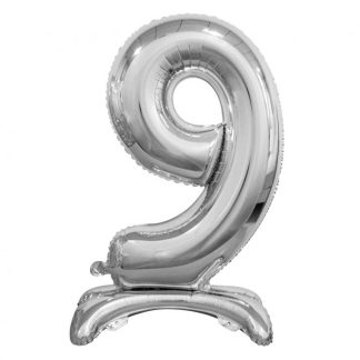 Party / Rođendan Balon Broj 9 - Samostojeći - Srebrni, 74cm