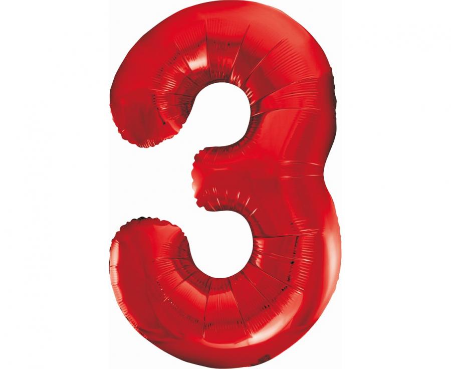 Party / Rođendan Balon Broj 3 - Crveni, 85cm