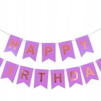 Banner - Happy Birthday, Fuksija Holo Gliter (250 cm)
