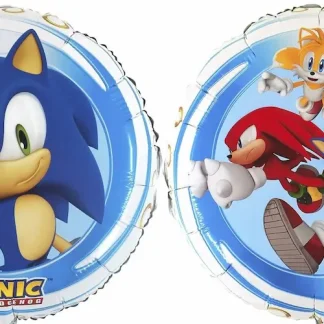Sonic okrugli folijski balon promjera oko 45 cm s živopisnim dizajnom popularnog junaka. Savršen za rođendane – donosi energiju i oduševljenje na prvi pogled.
