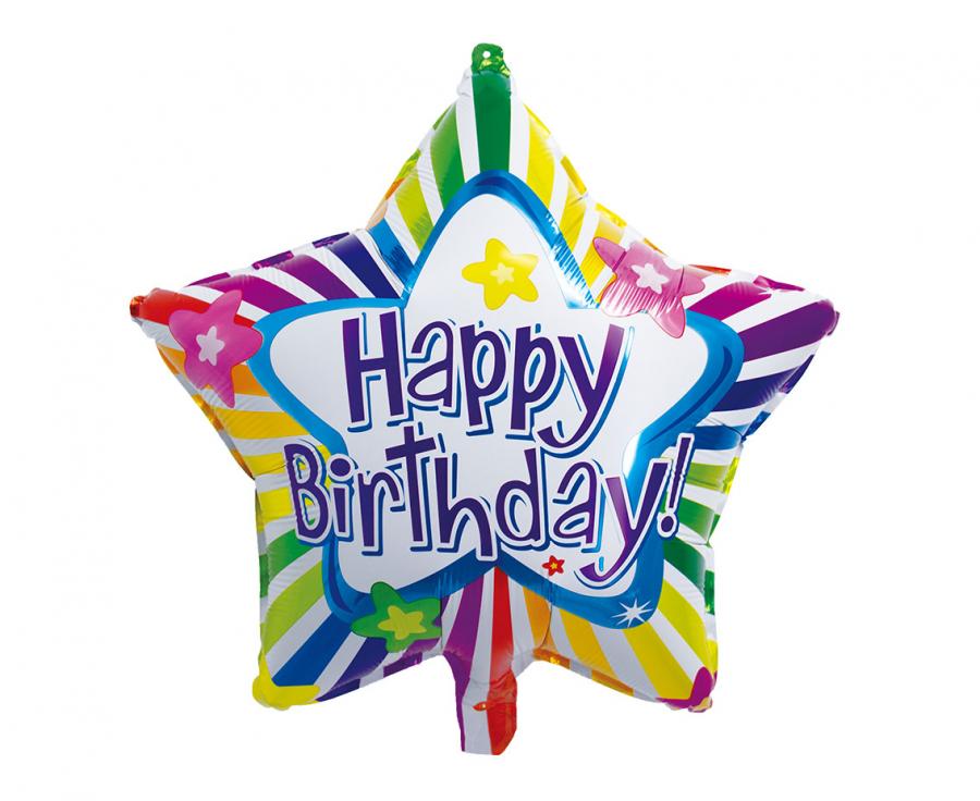 Folijski Balon - Zvijezda, Happy Birthday~44cm