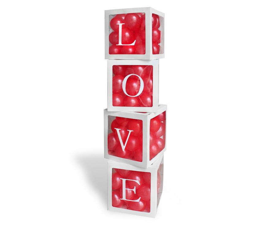 Kutije Za Balone - LOVE, 4 kom kutije ~30x30cm