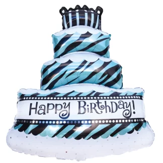 Folijski Balon - Torta Happy Birthday Plava ~ 69x98cm