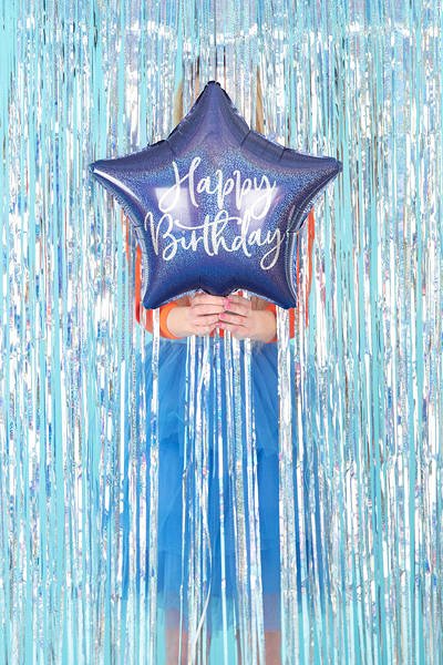 Folijski Balon - Zvijezda Happy Birthday, Plava ~40cm - Slika 2