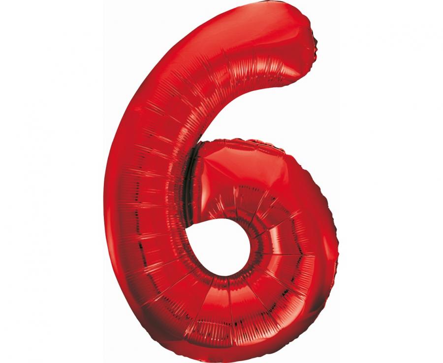 Party / Rođendan Balon Broj 6 - Crveni, 85cm
