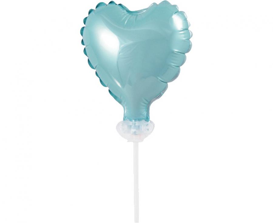 Folijski Balon - Svijetlo Plavo Srce Na Štapiću (~10 cm)