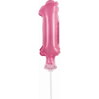Folijski Balon - Rozi Broj 1 Na Štapiću (~13 cm)