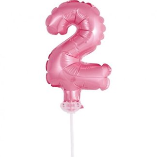 Folijski Balon - Rozi Broj 2 Na Štapiću (~13 cm)