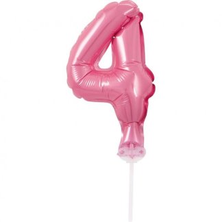 Folijski Balon - Rozi Broj 4 Na Štapiću (~13 cm)