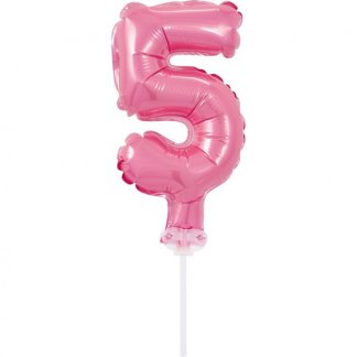 Folijski Balon - Rozi Broj 5 Na Štapiću (~13 cm)