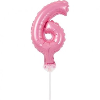 Folijski Balon - Rozi Broj 6 Na Štapiću (~13 cm)