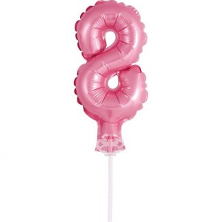 Folijski Balon - Rozi Broj 8 Na Štapiću (~13 cm)
