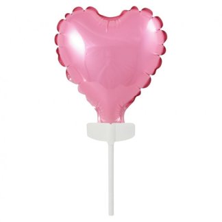 Folijski Balon - Rozo Srce Na Štapiću (~10 cm)