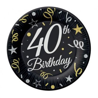 Party Papirnati Tanjuri - 40. Rođendan, 18cm, 6kom