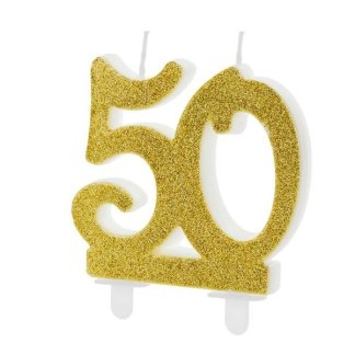 Rođendanska Svijeća Za Tortu - Broj 50 Zlatna ~ 7,5cm