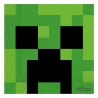 Minecraft salvete 33x33 cm u pakiranju od 20 komada s prepoznatljivim gaming dizajnom. Savršene za rođendane – dodaju zabavi stil i oduševljavaju male fanove.