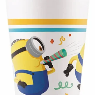 Malci (Minions) papirnata čaša 200 mL s veselim rođendanskim motivom i Minion likom. Savršena za dječje rođendane i Minions tematske zabave.