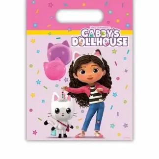 Gabby’s Dollhouse PVC poklon vrećice u pakiranju od 6 komada s veselim motivima omiljenih likova. Savršene za dječje rođendane i party iznenađenja.