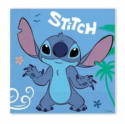 Stitch salvete 33x33 cm (20 kom) sa šarenim motivima za veselu dječju proslavu. Dodaj u košaricu i stvori party pun osmijeha!