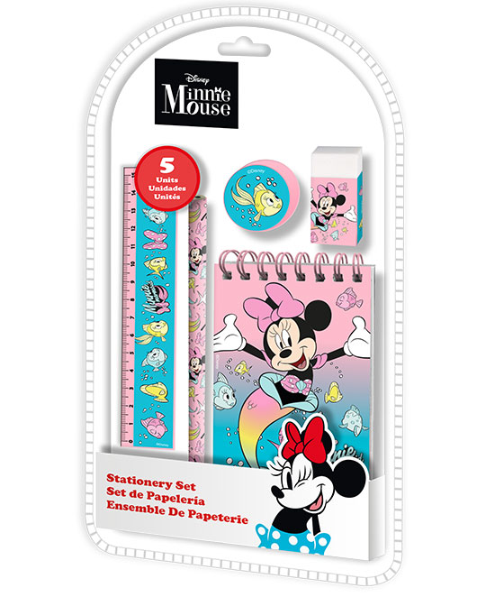 Minnie Školski Set Olovka, Gumica, Šiljilo, Ravnalo, Notes