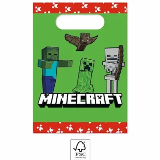 Minecraft papirnate poklon vrećice u pakiranju od 4 komada s prepoznatljivim gamerskim dizajnom. Savršene za party poklone i dječje rođendane.