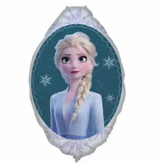 Folijski balon Frozen Elsa dimenzija približno 68 x 90 cm sa snježnim pahuljama i ledenim motivima. Savršen ukras za Frozen rođendane i dječje tematske zabave.