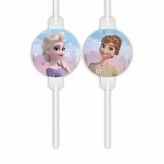 Frozen papirnate slamke s dekorativnim motivima Else i Anne u nježnim zimskim bojama. Savršen dodatak Frozen rođendanima i tematskim zabavama.