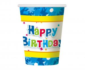 Papirnate Čaše - Happy Birthday Plave, 270mL, 6kom