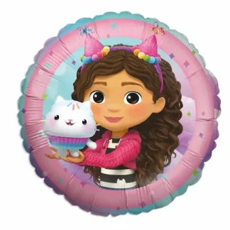 Gabby’s Dollhouse okrugli folijski balon promjera 45 cm s veselim motivima omiljenih likova. Idealan za dječje rođendane i tematske party dekoracije.