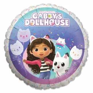 Gabby’s Dollhouse okrugli folijski balon promjera 45 cm s motivima Gabby i Pandy Paws. Idealan za dječje rođendane, dekoracije i tematske zabave.