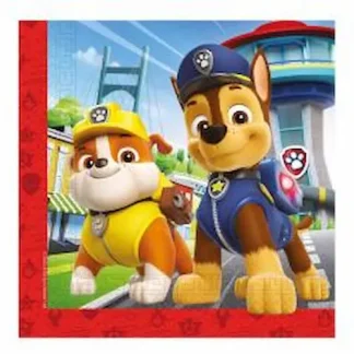 Paw Patrol salvete 33x33 cm u pakiranju od 20 komada s veselim motivima omiljenih psića. Savršene za rođendane – dodaju zabavi šarm i oduševljavaju male goste.