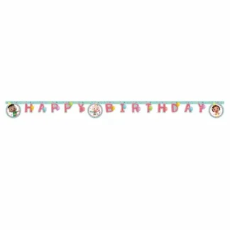 Cocomelon Happy Birthday papirnati banner dužine 2 m sa šarenim slovima i motivima JJ-a i prijatelja. Idealan ukras za dječje rođendane i Cocomelon tematske zabave.