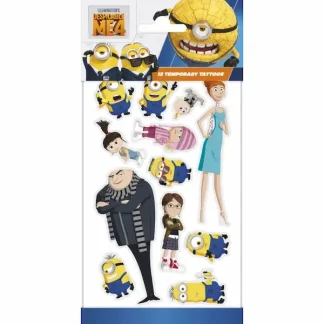 Malci (Minions) privremene tetovaže s 12 različitih motiva Minions i Despicable Me likova. Veseli dodatak dječjoj zabavi i Minions rođendanu.