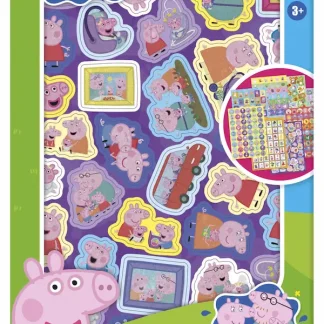 Peppa Pig Set Naljepnica Glitter s 8 listova šarenih naljepnica s Peppom, obitelji i prijateljima. Sjajan izbor za kreativnu igru i ukrašavanje.