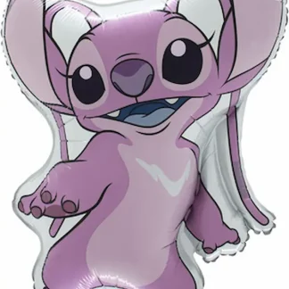 Folijski balon Angel (Stitch) ~60 cm u obliku ružičaste Disneyjeve junakinje s velikim ušima, veselim osmijehom i ispruženom šapicom. Slatka dekoracija za Stitch i Angel dječji rođendan.